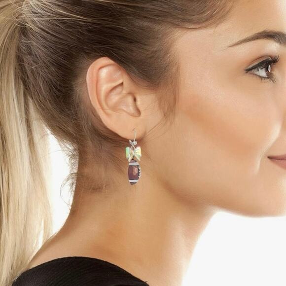 Betsey Johnson Women's Kick Off Bow Football Drop Earrings - Picture 2 of 5